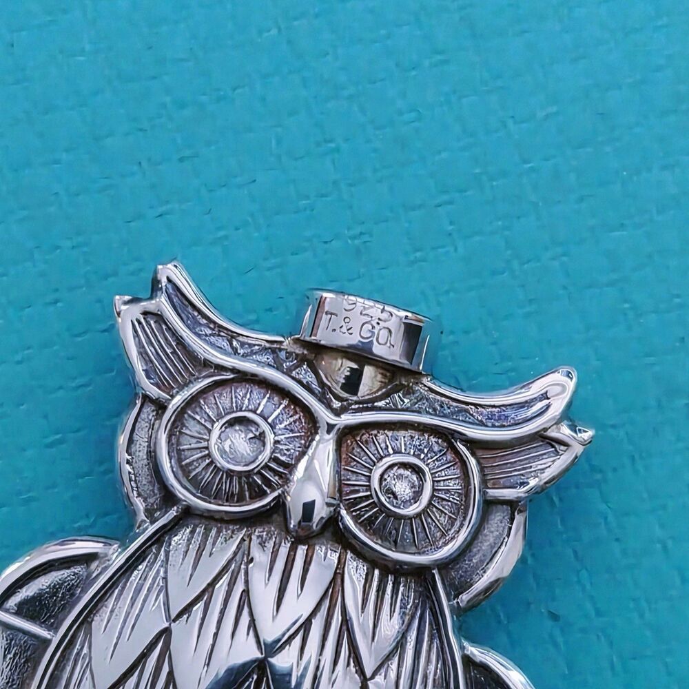 RARE Vintage Tiffany & Co. Sterling Silver Owl Perfume Bottle Decanter - Picture 3 of 7